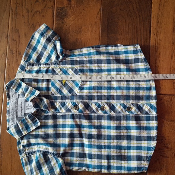 Tommy Bahama Cotton Blue White Yellow Check Button Down Shirt Boys Sz 18 Months - Picture 8 of 16